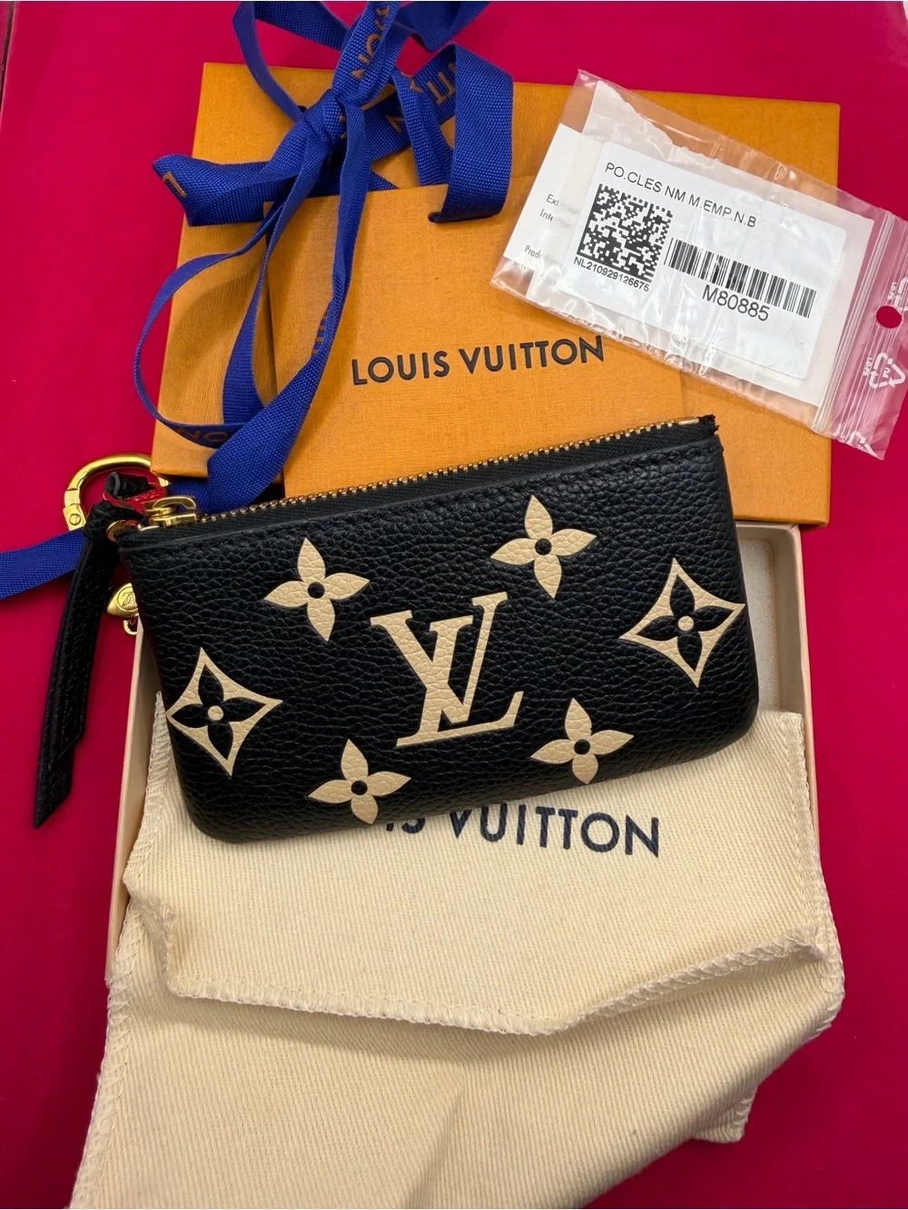 Louis Vuitton Black with Beige Monogram Mini Zip Pouch